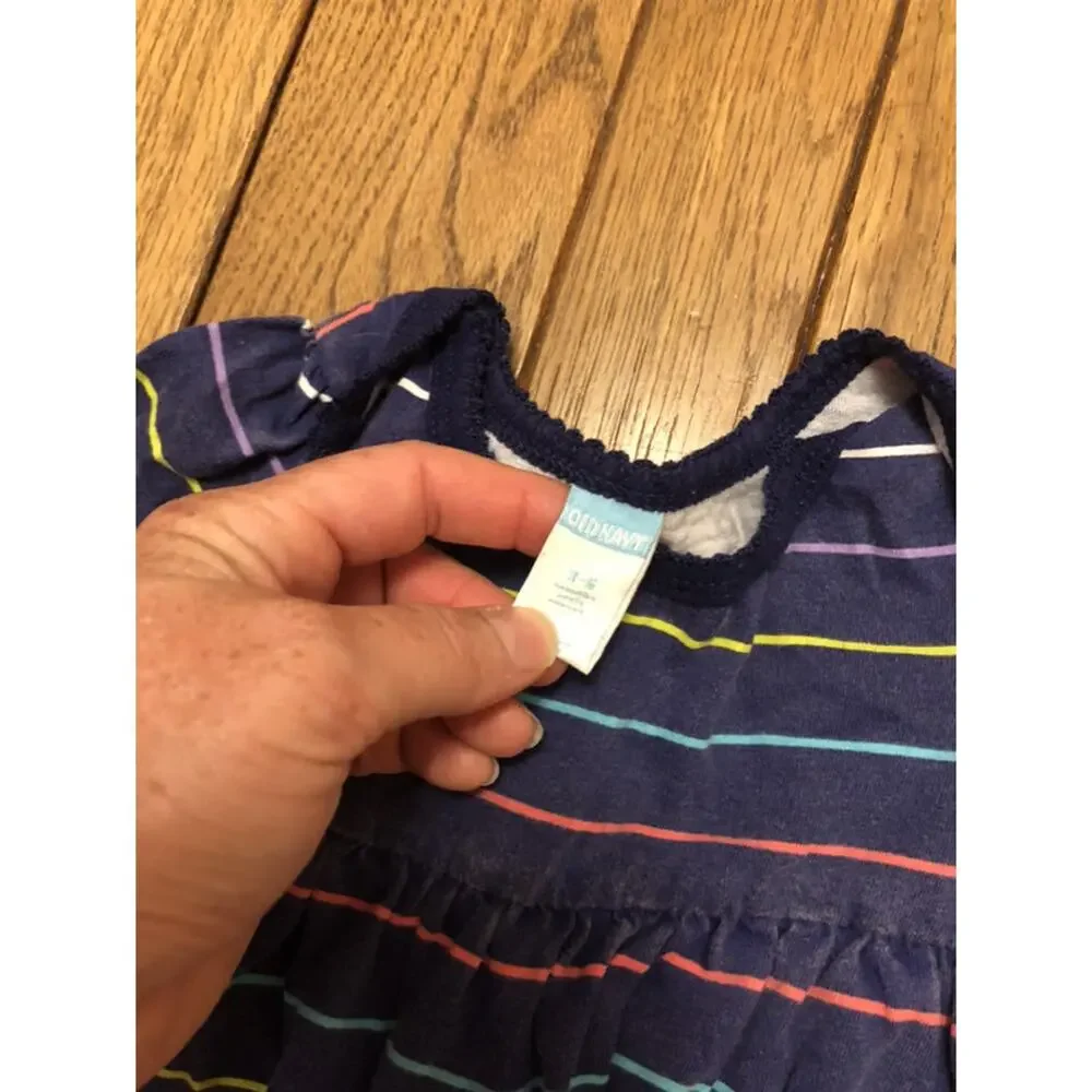 Carter's and Old Navy Blue Stripe Dress And Heart Onesie And Pants